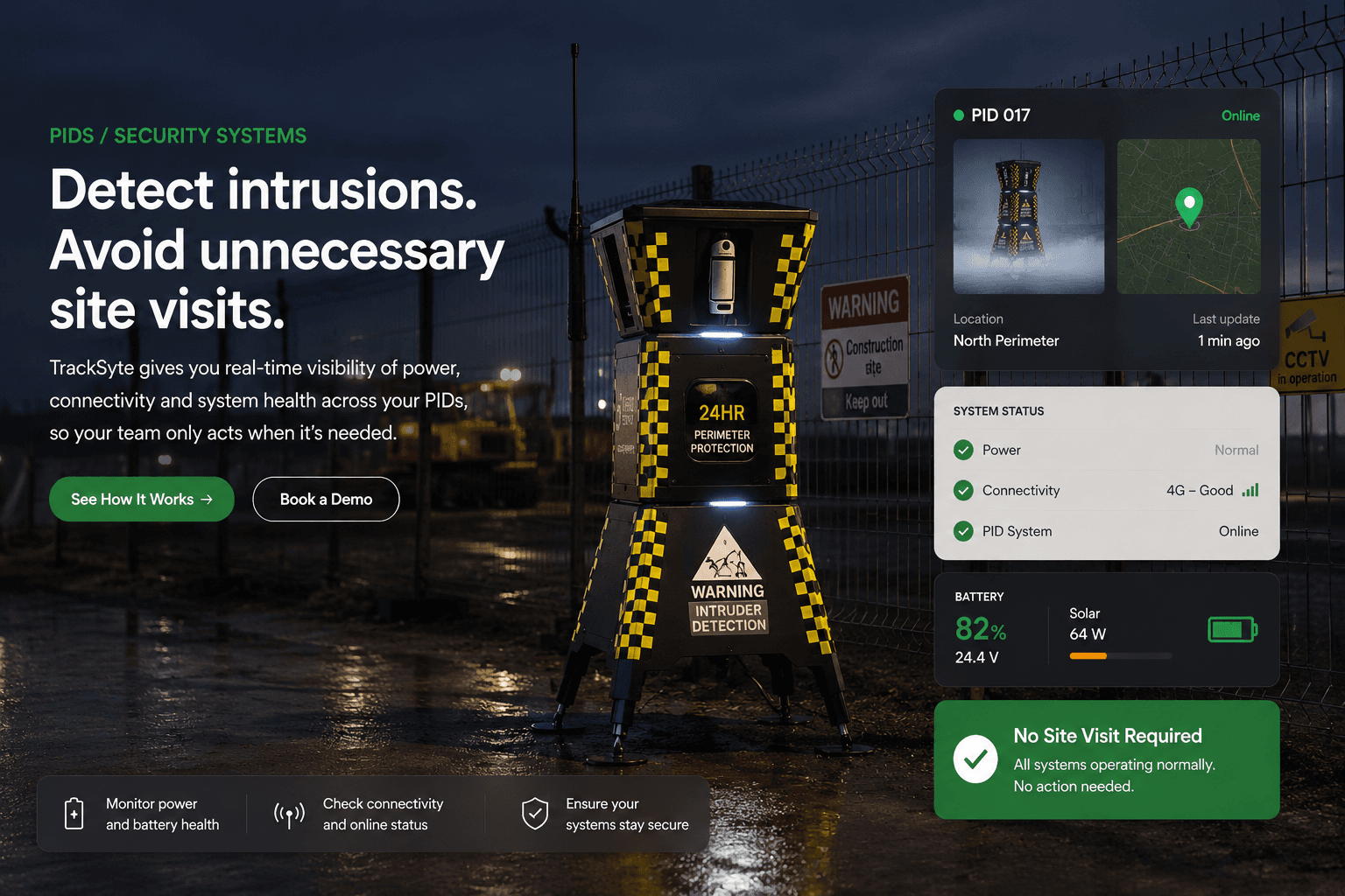 Perimeter intrusion detection equipment on site